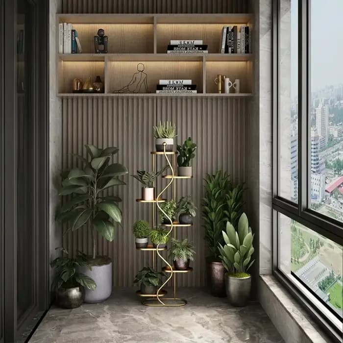 Étagère Flottante Dorée Européenne pour Plantes et Fleurs