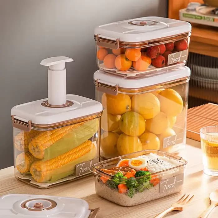 Récipient de Stockage Transparent avec Pompe à Vide