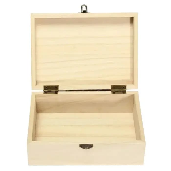 Boîte de rangement en bois naturel avec couvercle