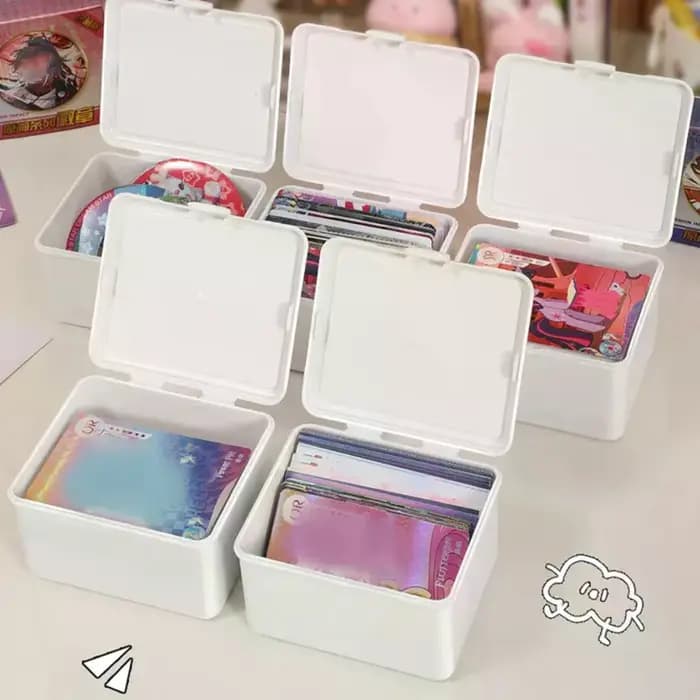 Boîte de rangement blanche, organisateur de rangement d'articles divers empilables avec couvercle, mallette de rangement de papeterie anti-poussière, support d'organisation à domicile
