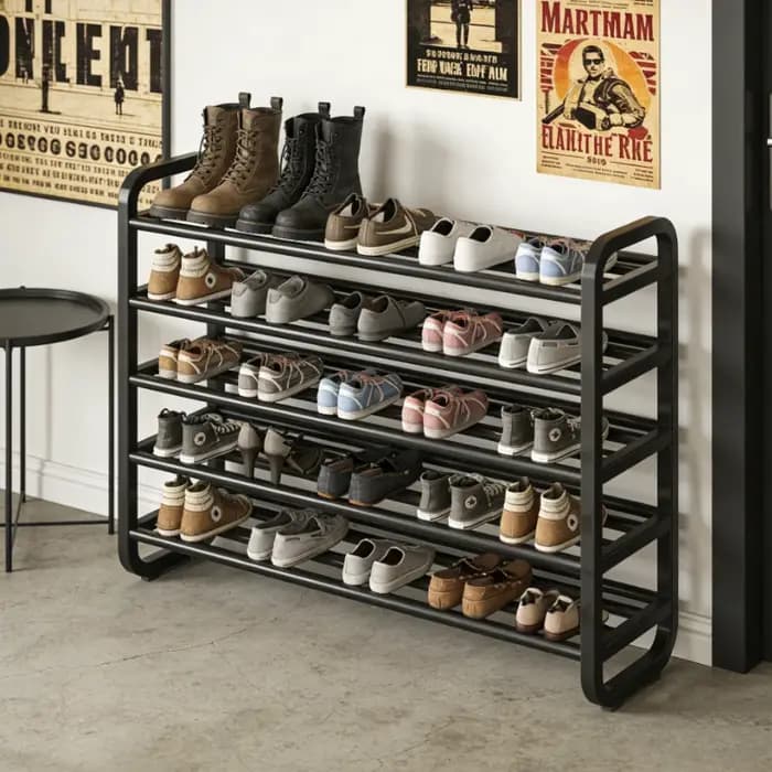 Étagère à chaussures en métal à 5 niveaux - Peut contenir 18 paires