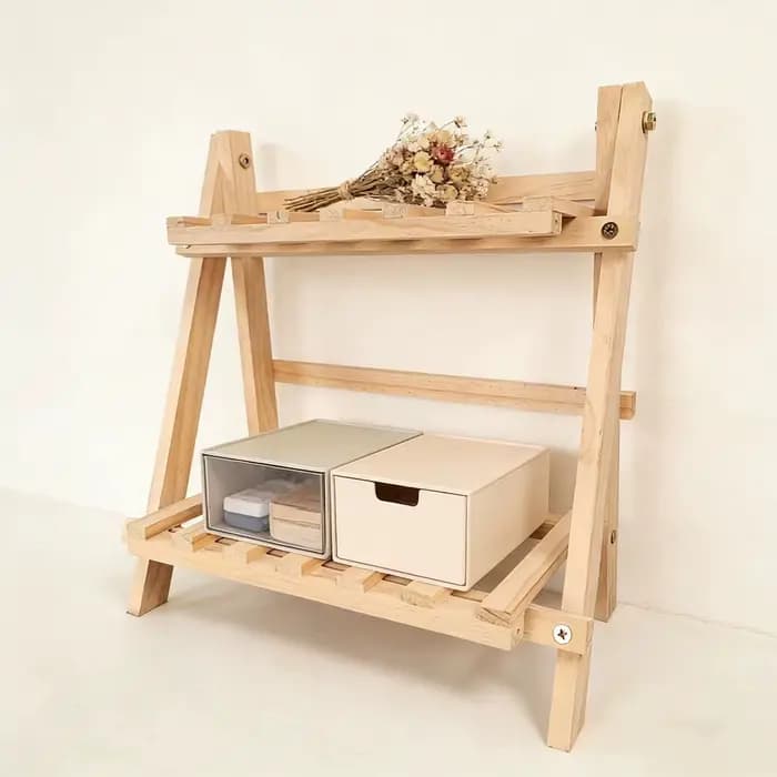 Étagère de rangement de bureau en bois à 2 niveaux