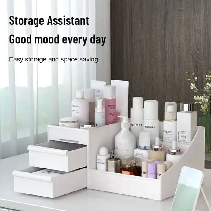 Nouveau Tiroir Maquillage Boîte De Rangement Dortoir Finition Étagère En Plastique Cosmétiques Soins De La Peau Coiffeuse De Bureau