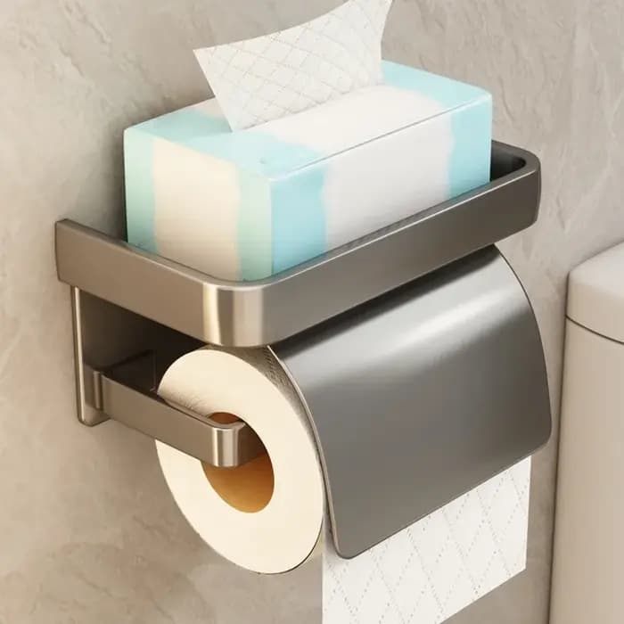 Porte-rouleau de papier toilette auto-adhésif/perforé