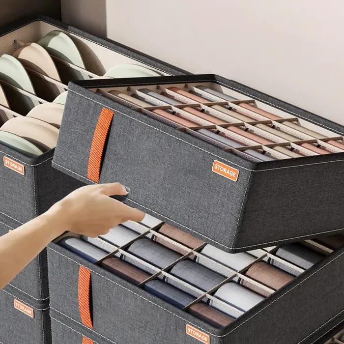 1pc gris foncé sous-vêtements boîte de rangement chaussettes sous-vêtements rangement tiroir Divisio