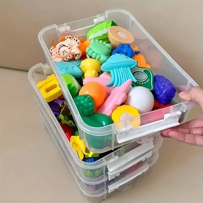 Boîte de rangement en plastique transparent à 4 couches