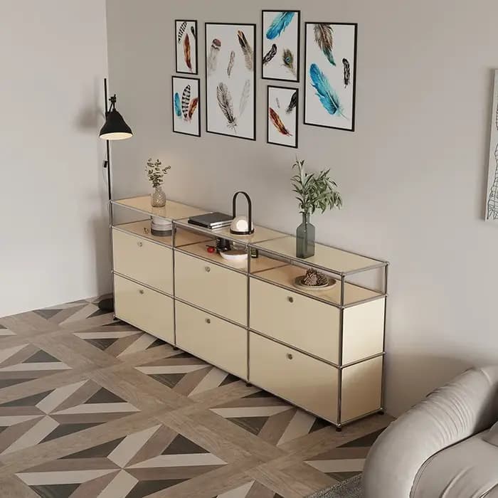 Meuble TV moderne en acier inoxydable, module de rangement combiné, buffet, réplique de vitrine pour
