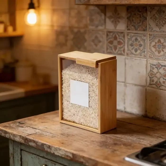 Boîte de rangement en bois avec fenêtre transparente