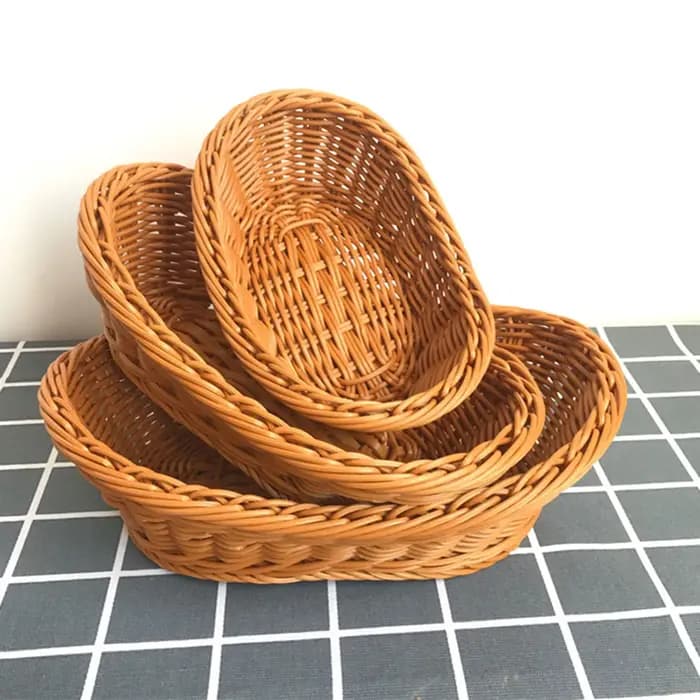 Ensemble de paniers à pain en plastique tressé, bacs de rangement carrés pour comptoir de cuisine, présentoir pour fruits, légumes, collations, pains, pour la maison et le bureau
