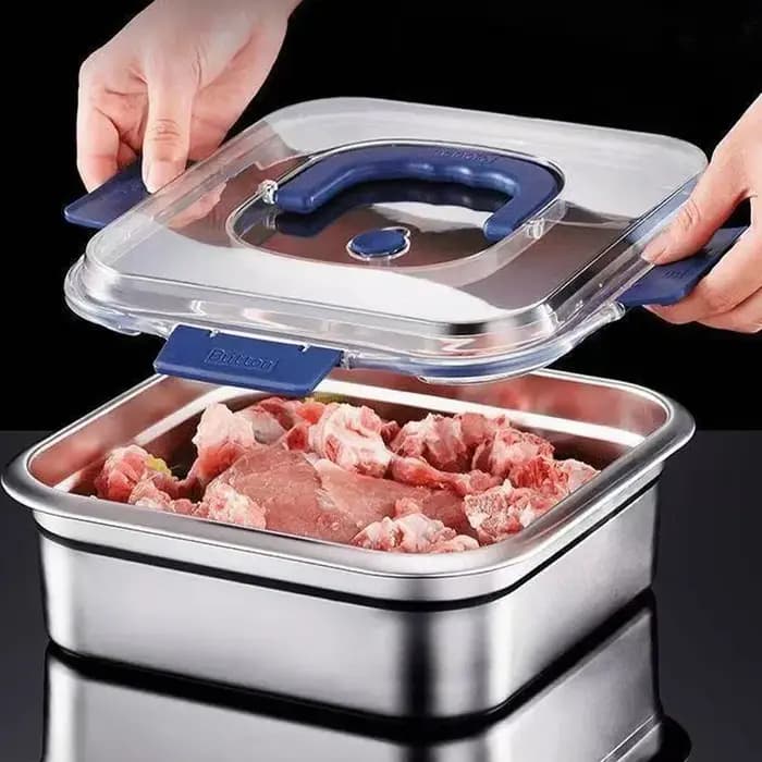 Boîte de conservation de la fraîcheur de grande capacité en acier inoxydable avec poignée