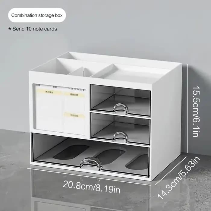 Boîte de rangement de bureau combinée avec tiroirs, organiseur de bureau à compartiments optimisés,