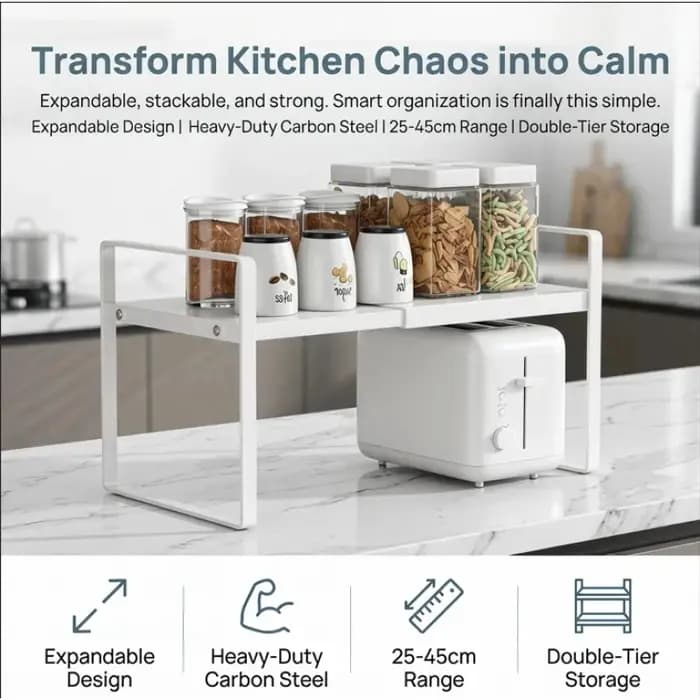 Étagère de rangement multi-niveaux extensible pour armoire de cuisine