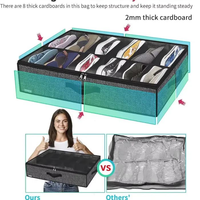 Organisateur de rangement pour chaussures sous le lit