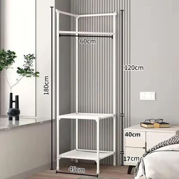 Porte-manteau d'angle autoportant multi-niveaux avec étagère de rangement pour chambre et salon, org