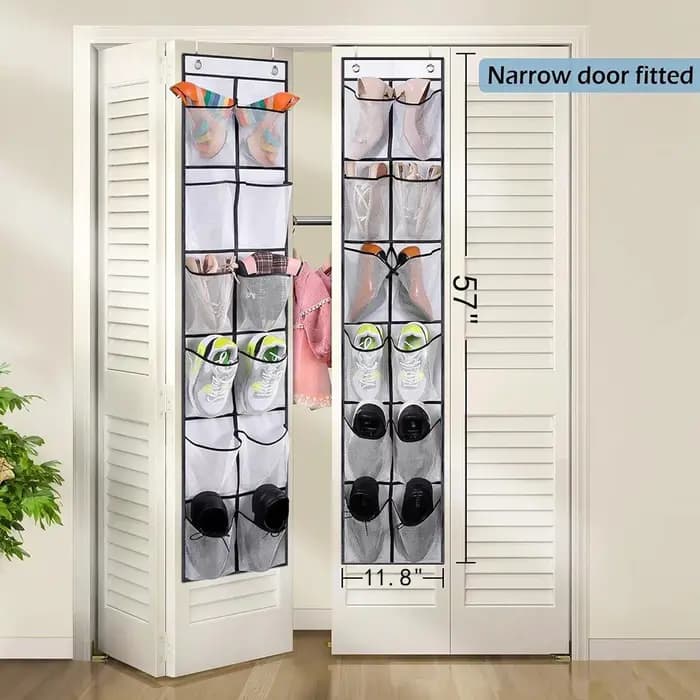 Organisateur de chaussures à 12 poches au-dessus de la porte