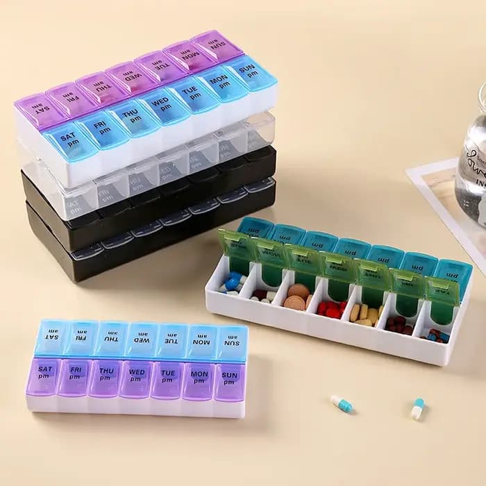Boîte à médicaments pratique à 14 compartiments