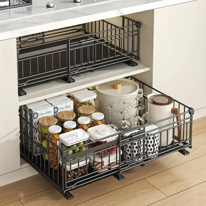 Organisateur de cuisine télescopique – Étagère extractible réglable