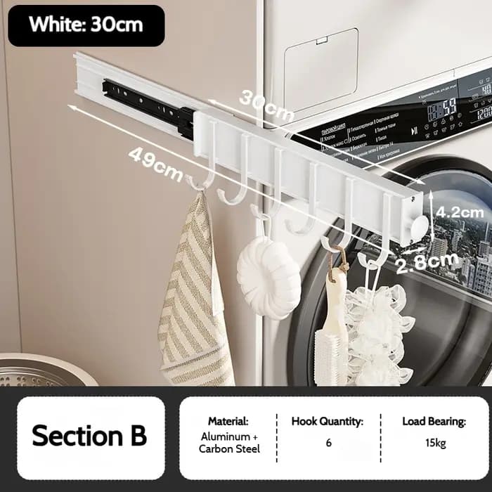 Barre de suspension rétractable pour vêtements, support multifonctionnel coulissant en alliage d'alu