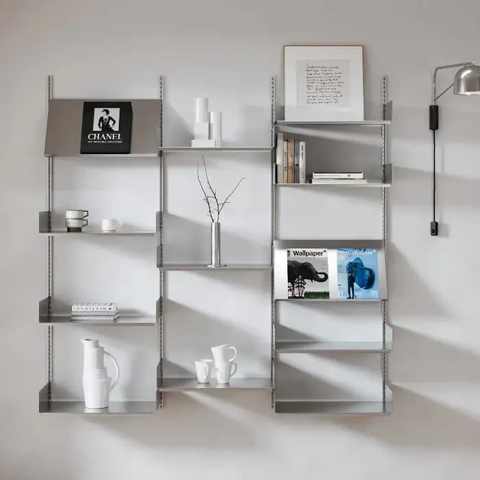 Étagère de rangement modulaire en acier inoxydable, bibliothèque pour salon, gain de place, organisateur d'affichage, système de vitrine murale