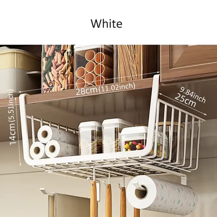 Organisateur de rangement suspendu pour cuisine, panier sous armoire, support de tasses, étagère de