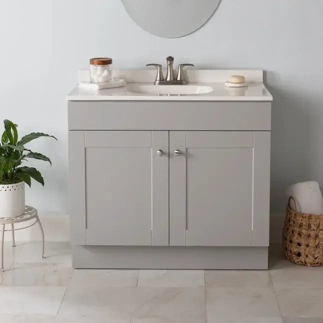 Meuble de salle de bains en marbre de chêne blanc
