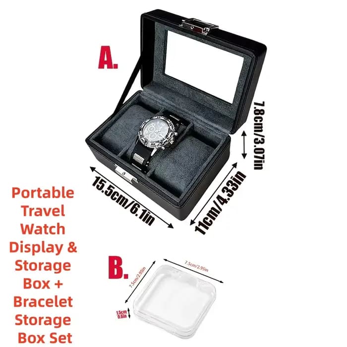 Boîte à montres de luxe en cuir à 3 emplacements avec serrure