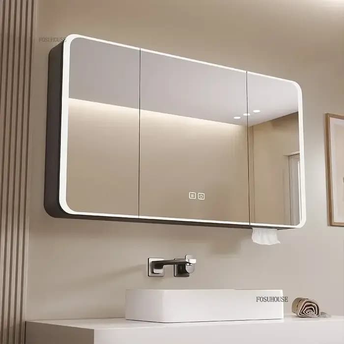 Armoires à miroir de salle de bains intelligentes modernes en forme d'arc meubles de maison armoire
