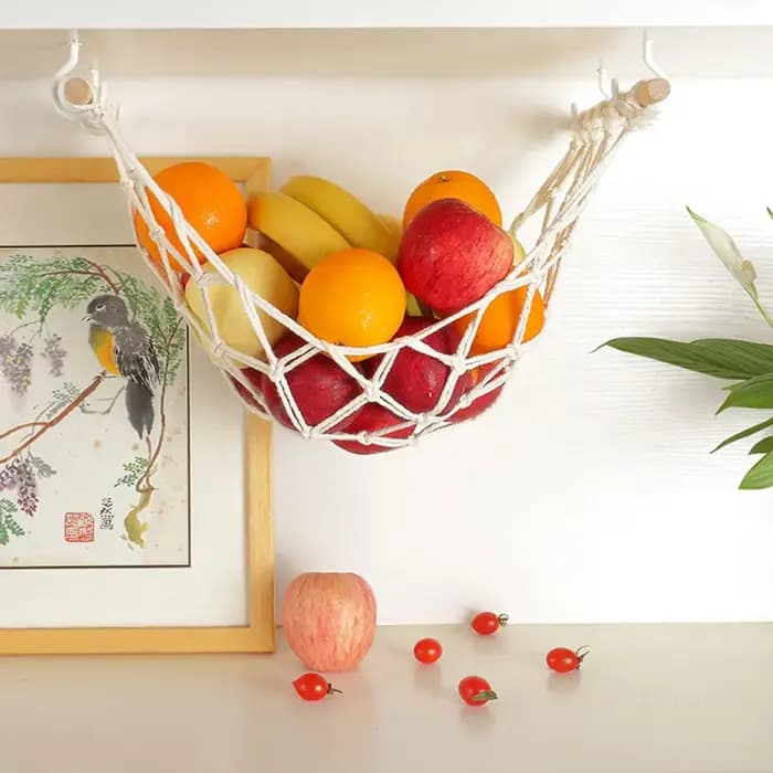 Sous-meuble hamac à fruits Boho tissé suspendu