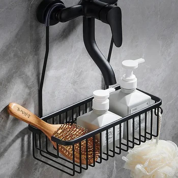 Étagère de salle de bain en aluminium sans perçage