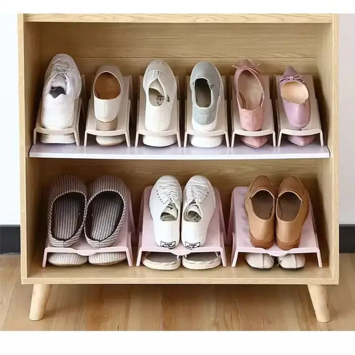 Étagère à chaussures empilable à 2 niveaux en plastique