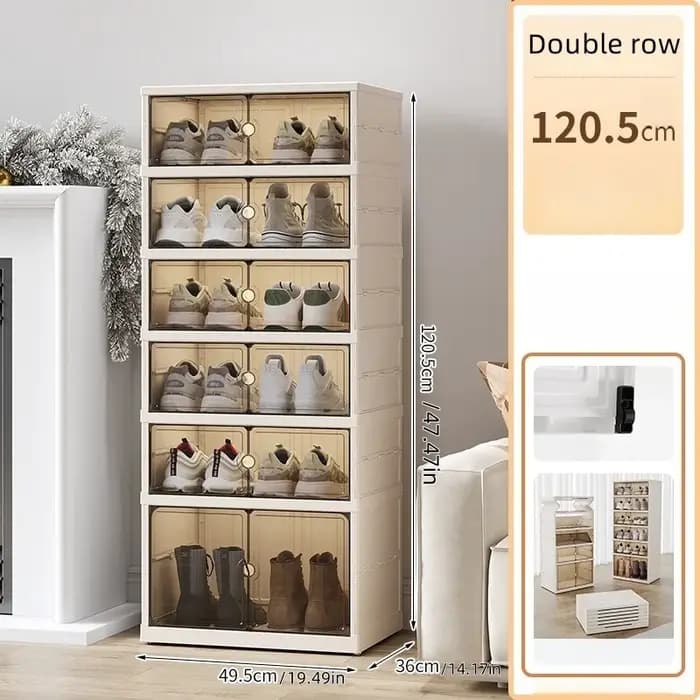 Boîte à chaussures pliable, une pièce | Interrupteur magnétique, multi-styles et tailles | Utilisation à roulettes, salon et chambre à coucher | Accueil, boîtes de rangement pour chaussures