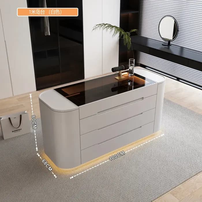 Armoire de rangement nordique avec poignées dissimulées, design minimaliste, tiroirs, armoire de cha
