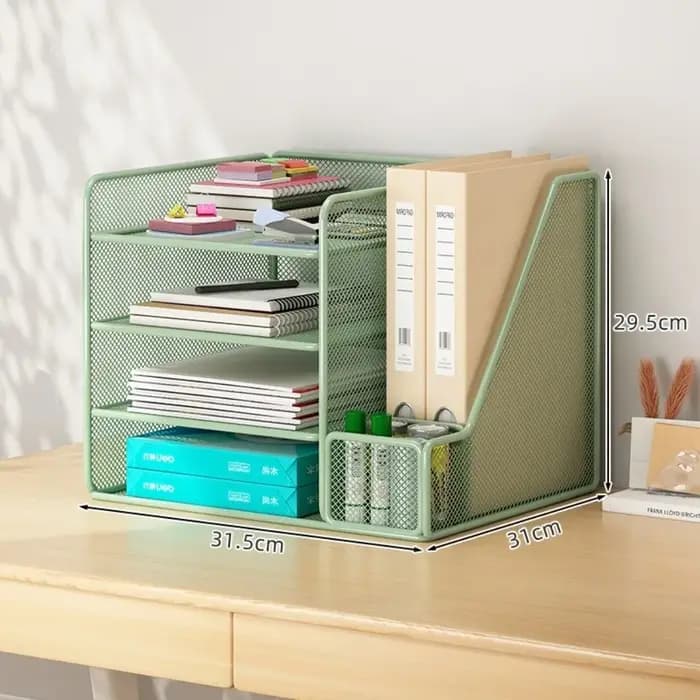 Organisateur de bureau en métal multifonctionnel avec rangement intégré