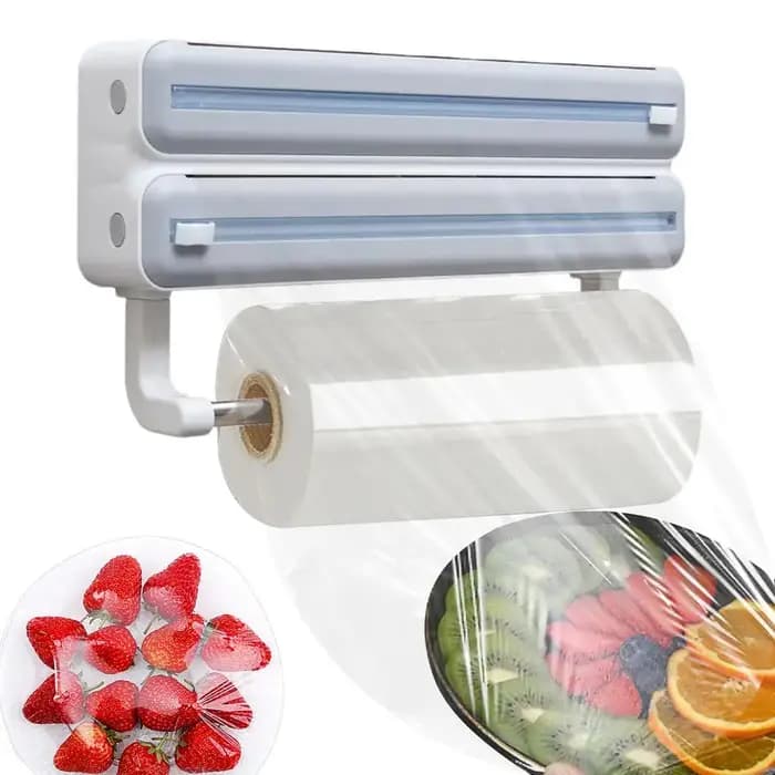 Distributeur mural de papier d'aluminium, Organization de stockage de papier d'aluminium de cuisine avec distributeur de boîte de rangement d'enveloppe de coupe avec mouchoirs