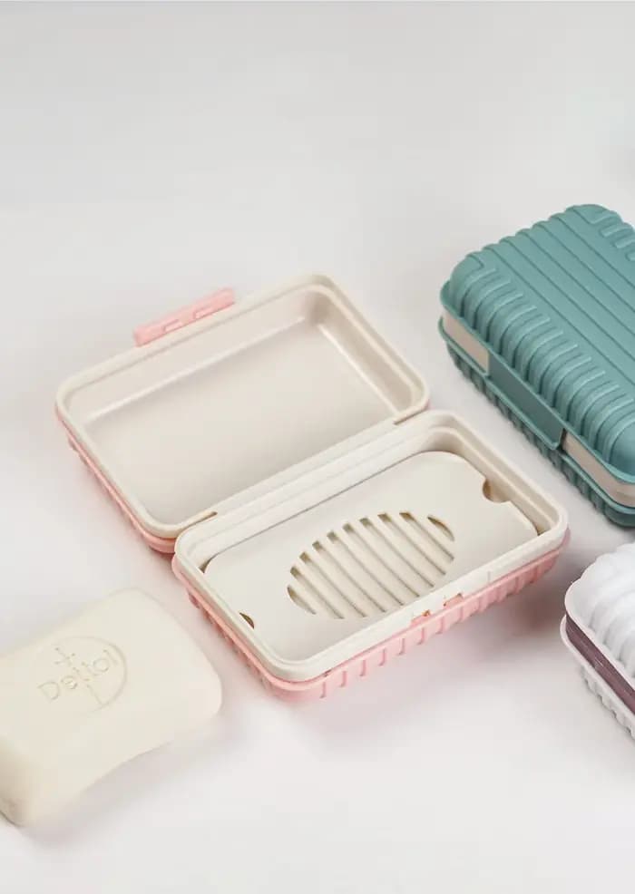 Boîte à savon en plastique pour salle de bain avec couvercle