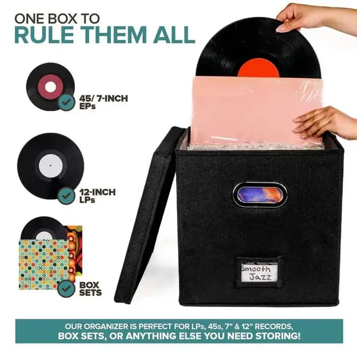 Boîte de rangement pour disques vinyles jusqu'à 50+ 12 pouces