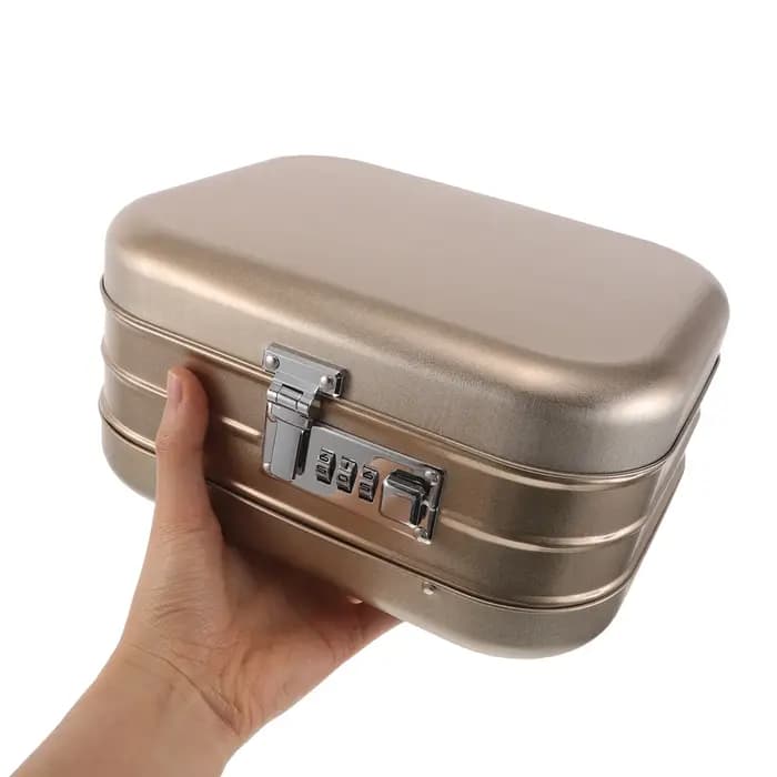 Coffre de rangement en métal avec serrure à combinaison pour objets personnels, argent, bijoux, obje
