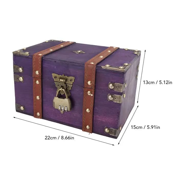 Coffret à trésors en bois vintage décoratif polyvalent, fait main, petit coffret rectangulaire en bo