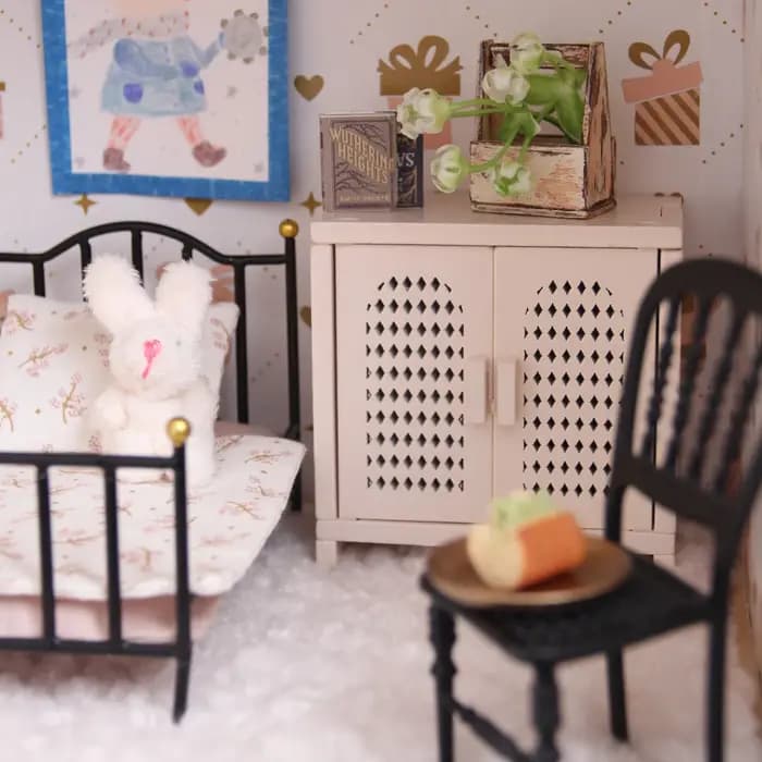 Meubles miniatures simulés 1:12, armoire de rangement en bois, 3 couleurs disponibles, convient pour la décoration de maisons miniatures.