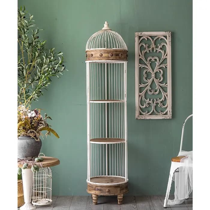 Présentoir de rangement de décoration d'angle de Salon en métal de sol Vintage européen étagère rétr