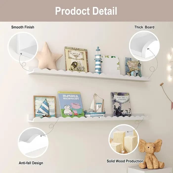Étagère murale Boho, étagère flottante en bois pour chambre d'enfants