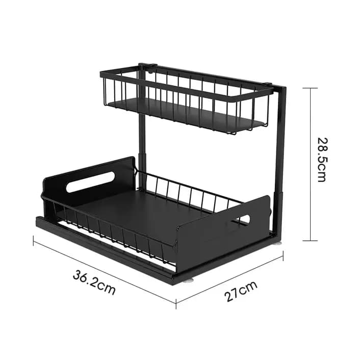 Étagère de rangement coulissante à 2 niveaux sous l'évier, organisateur multifonctionnel, étagère de