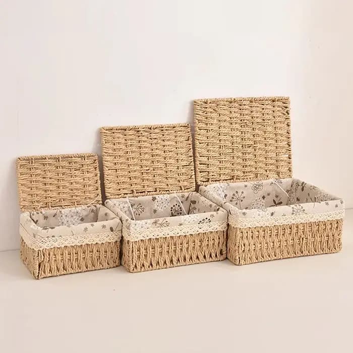 Boîte de rangement en rotin tressé pour jouets