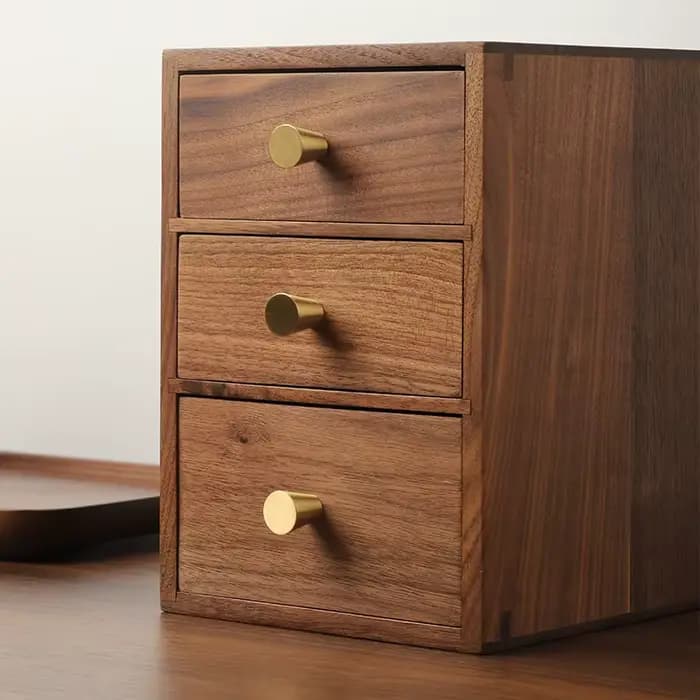 Petite table basse de bureau de style tiroir en bois de noyer