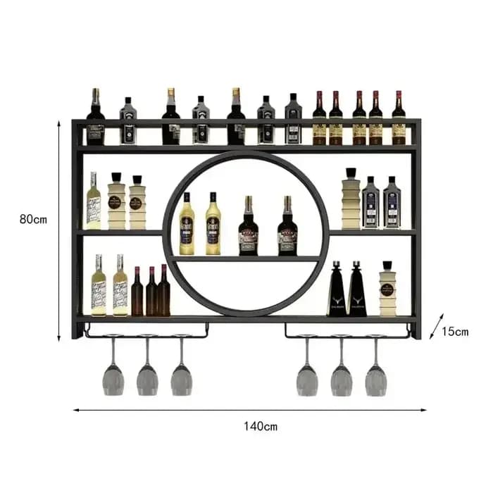 Casier à vin mural suspendu porte-bouteille de vin support à verres à pied en métal étagère à vin flottante pour affichage de stockage de cuisine de Bar à la maison