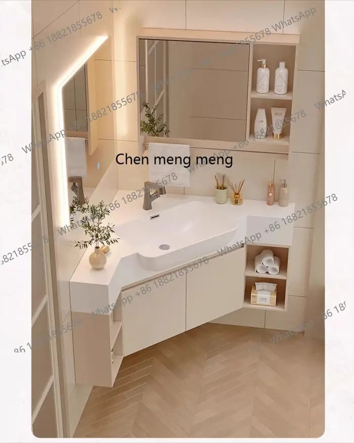 A139 meuble de salle de bain d'angle personnalisé lavabo