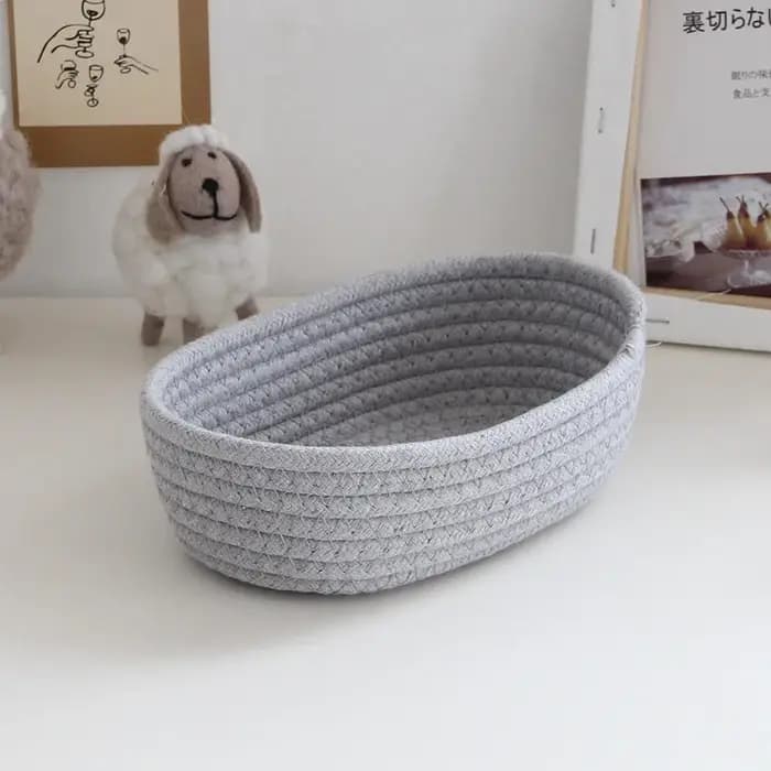 Panier de rangement en corde de coton tressée style nordique pour bureau