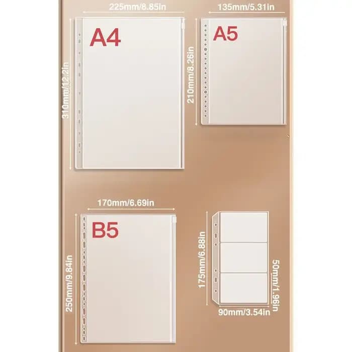 Pochette de rangement multifonctionnelle en PP pour classeur A4/A5/B5