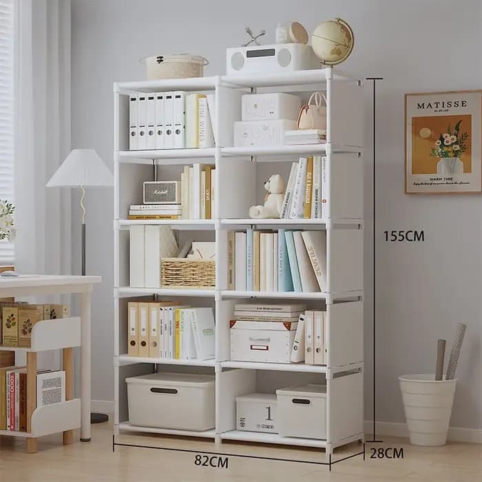 Étagère de rangement simple à 6 niveaux et double rangée, autoportante, structure renforcée, indéfor