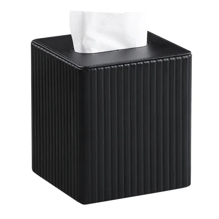 Boîte à mouchoirs carrée en cuir rayé | Porte-serviettes de luxe minimaliste | Distributeur de tissus pour hôtel et